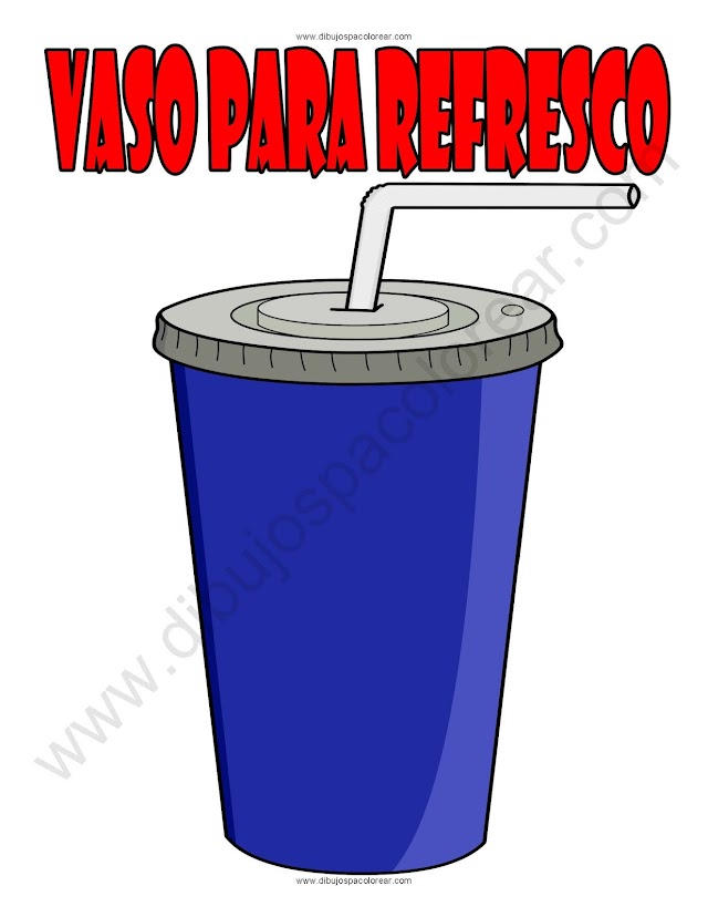 Vaso para refresco dibujo a color y para colorear